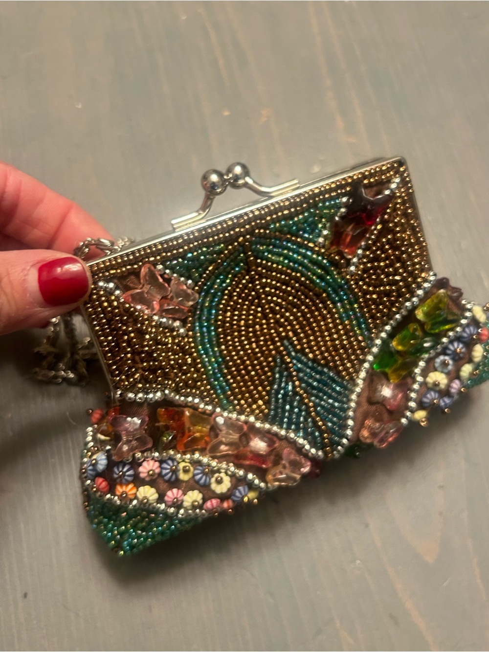 Beautiful beaded bag & chain strap